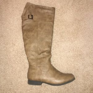 Tan knee boots